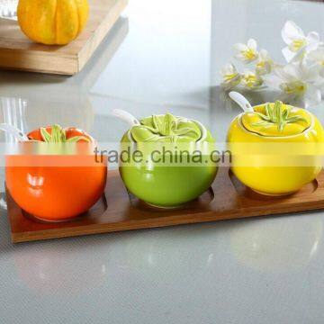 3pcs kitchen Ceramic tomato spice jar