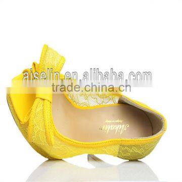 Sexy elegant high heels yellow shoes for ladies 2016