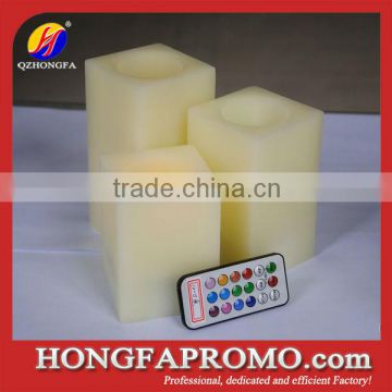 Square 100% paraffin wax led candle with wireless remote