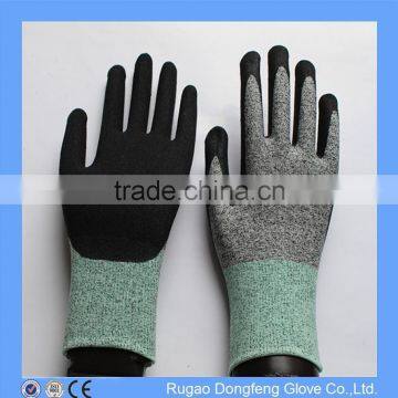 13G Nylon and HPPE and Glassfiber Liner Coated Nitrile Cut Resistant Industrial Gloves