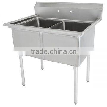 Freestanding Restaurant Kitchen 2 Two Compartment Commercial Stainless Steel Sink for US Catering photo-3