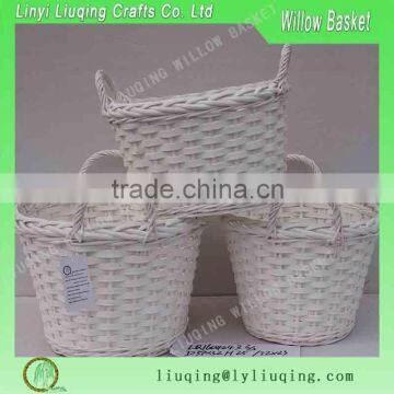 3 sets basket white small ear handle basket