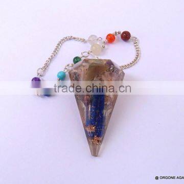 Orgonite Mix Triangle Stone Pendulum With Chakra Chain