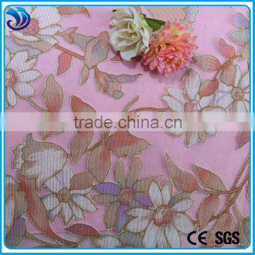 New popular Rayon nylon burnt out floral printing Woven organza fabric