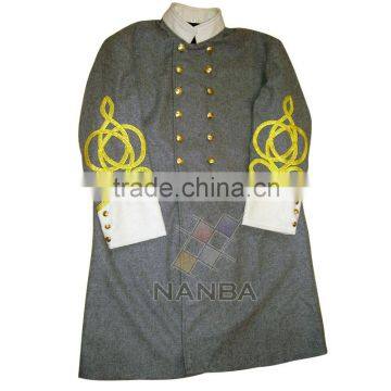 Civil War Grey Double Breasted Frock Coat with White cuffs and collar