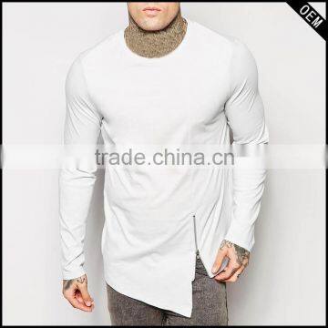 2014 fashion stretch cotton t shirts with elastic sleeve cuff t shirt with zipper                        
                                                Quality Choice