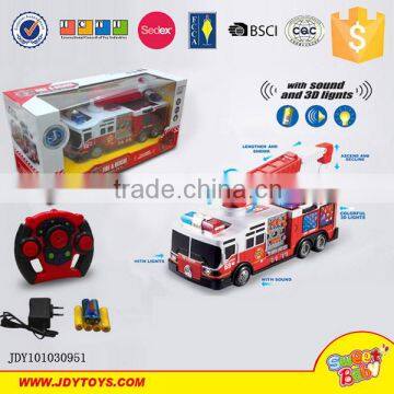 New 4 Channel rc Car Engine Radio Control Fire Fighting Truck Toys photo-3