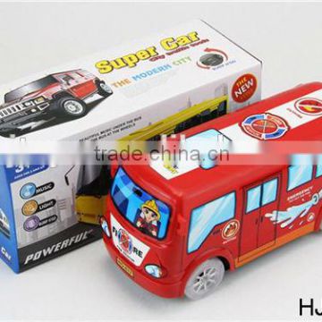 B/O bump&go fire fighting truck with light&music, electric plastic bus toys for kids gift