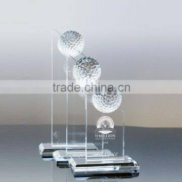 Golf ball on top crystal awards with log o design for golf souvenirs