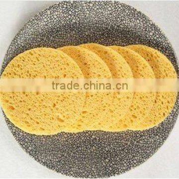 round cellulose beauty facial cleaning sponge , yellow