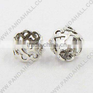 Tibetan Style Alloy Beads, Large Hole Beads, Lead Free and Cadmium Free, Column, Antique Silver, 10x7mm, Hole: 8mm(LF8111Y)