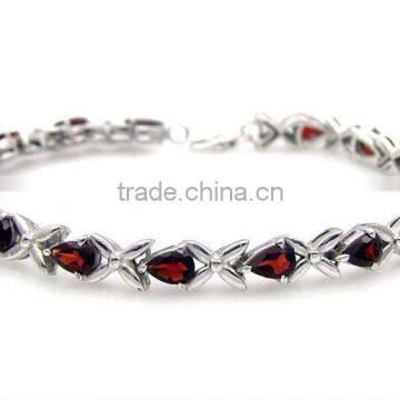 Garnet Silver Bracelet &.925 Sterling Silver Jewelry Wholesale Jewelry