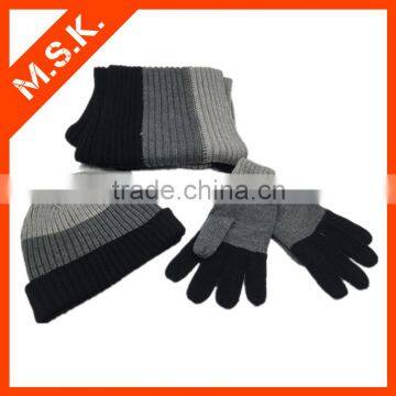 fashion winter knitted hat scarf glove set