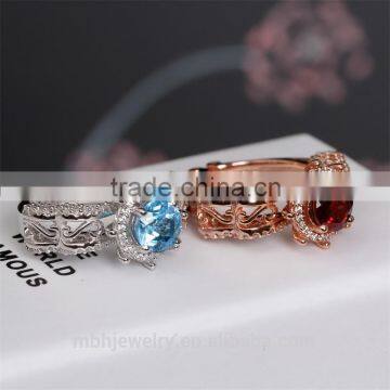 Hot Sale Jewellery Set 18K Gold Plated 925 Sterling Silver Precious Natural Garnet and Topaz Gemstone Pendant Ring Jewelry Set photo-5