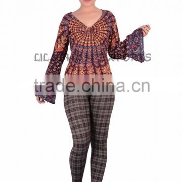 Rayon Mandala Top Women maroon color top