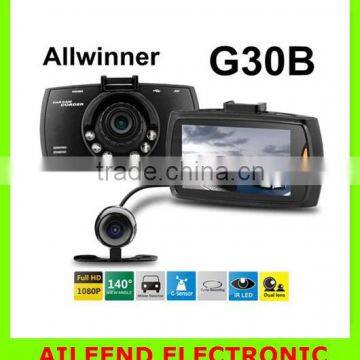 Car DVR Video Recorder Daul Camera Lens Allwinner A10 Full HD 1080P Vehicle Black Box IR Night Vision Dash Cam