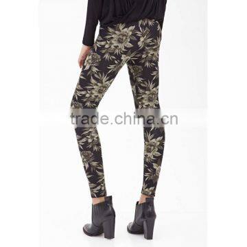 Tropic Floral Cropped Skinny Leggings Women Casual Pants