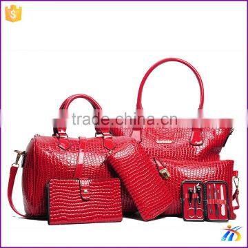 Hot sale 6 pcs set bag Women handbag with shoulder bag+Totes+clutch+key holder