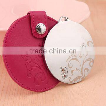 High Quality Fancy Metal Alloy Flexible Round One Side No Foldable Diamante Personalized Pocket Mirror/cosmetic Mirror photo-2