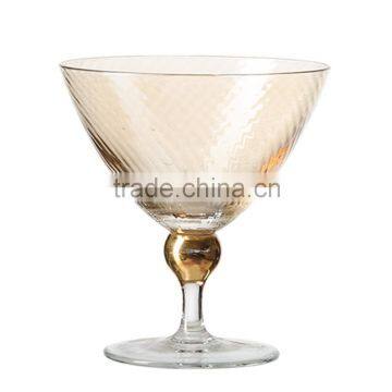 samyo custom color ice cream glass with spherical decoration at the stem