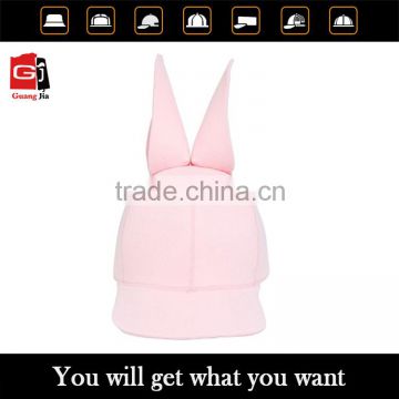 Wholesale 6 Panel Flat Brim Elastic Band Pink Cute Snapback Cap Funny Kid Hat With Rabbit Ear