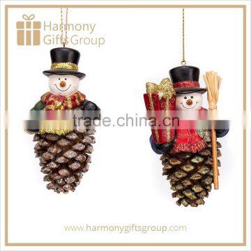 Small Snowmen Pine Cone Ornament