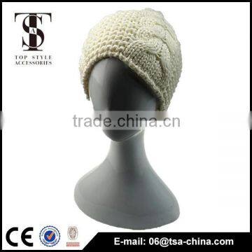 Beige & Black color elegant winter hat woman