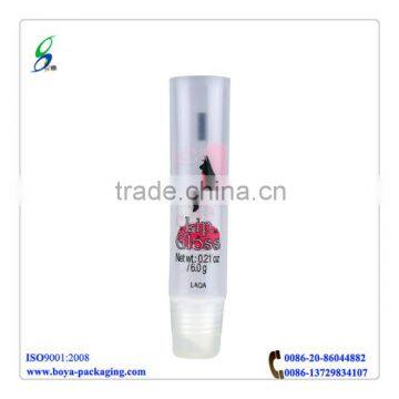 Clear plastic tube for lip shine/lipstick with screw cap