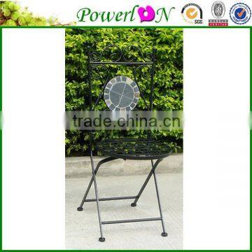 Single Wrought Iron Mosaic Tile Folding Garden Dining Outdoor Chair Whimsical