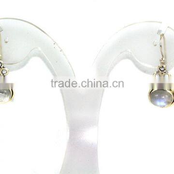 Moonstone Oval Cabochon 925 Sterling Silver Earring photo-2