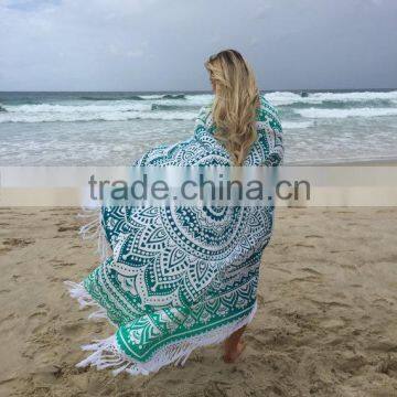 Indian Tapestry 72" Mandala Roundie Beach Throw Tapestry Hippie Boho Gypsy Cotton Mandala Roundie Table Cloth Indian Tapestry