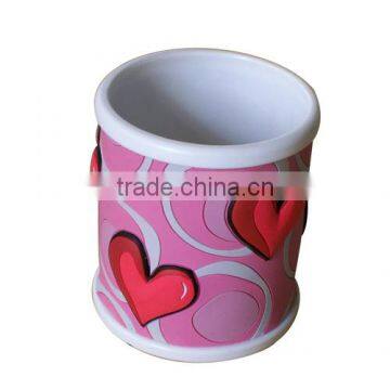 sweet style embossed red loving heart pattern 3D soft pvc mug