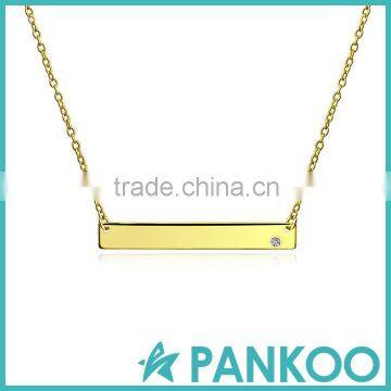 Gold Plated Sterling Silver Shiny Bar CZ Layered Necklace for young girl