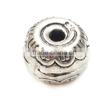 Antique Silver Beads With Flower 6.2*9.3mm Lead, Nickel & Cadmium Free Jewelry Metal Findings