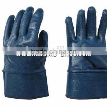 Fully coated nitrile glove with jersey liner