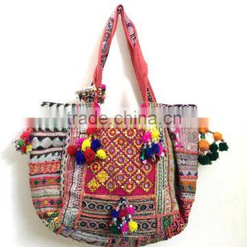 Handmade Women Shoulder Bag Vintage Kutch Embroidered Big Multicolor Retro