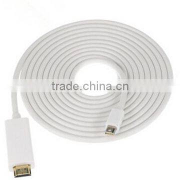 10ft 24k gold plated mini displayport male to HDMIA male cable 1080p support white color top quality