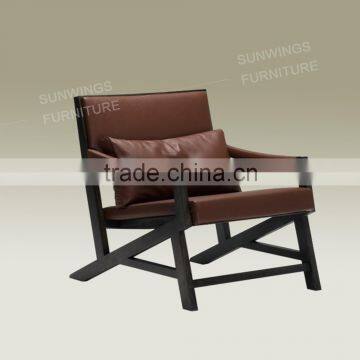 The New Classic Modern Wood And Leather Leisure Chair photo-4