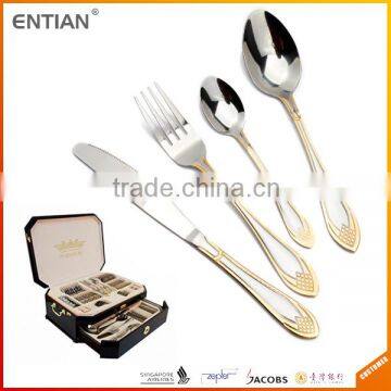 Gold plated stainless steel 72 Pcs Dinner Set For 6 People