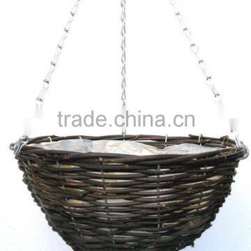 Round Holiday Decration Rattan Hanging Flower Basket