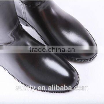 Clear Solid Color Black Women Rubber Rain Boots With Back Zipper photo-3