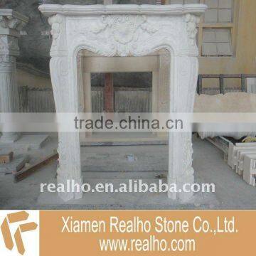 Geprgian White Marble Carving Fireplace