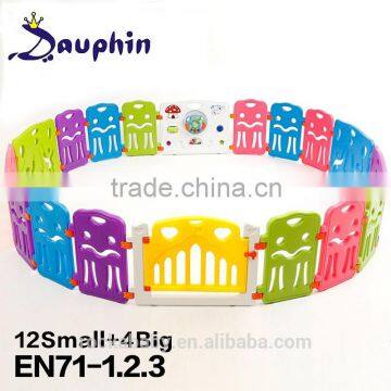 2016 Colorful adjustable playpen baby fence, plastic baby playpen, luxury baby playpen