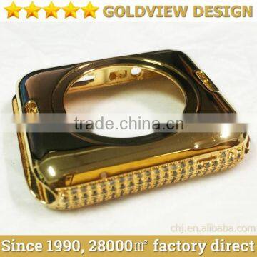 for apple watch housing 24k gold plated mirror finished housing with diamond