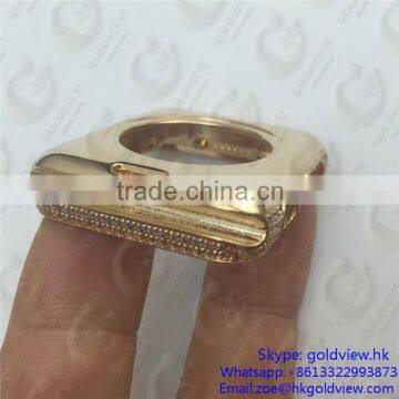 Luxury diamond gold housing for apple watch, gold crystal housing for apple watch