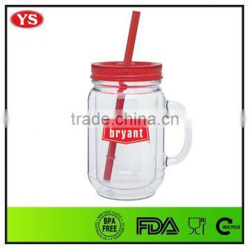 Hot Sale Cheap 20 oz Double Wall Mason Jar for Beverage With Handle