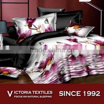 purple floral pattern 3d print sheet set 4 pieces bedding set