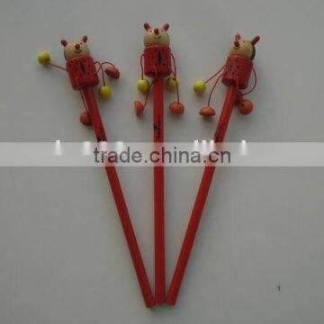 high quaity cartoon wooden doll pencil for kids