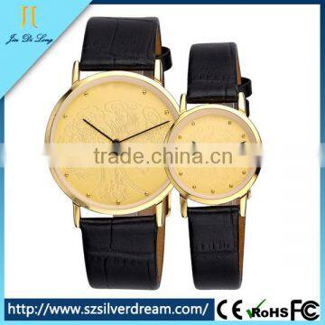 2015 New trend gold quartz couples simple design watch