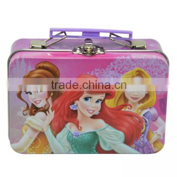 Graceful coin saving tin box, money tin box with plastic handle